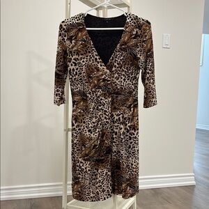Leopard Print V-Neck Dress